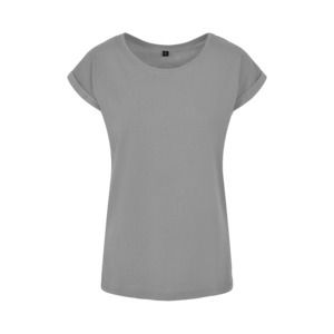 Build Your Brand BY021 - Ladies Extended Shoulder Tee Heather Grey