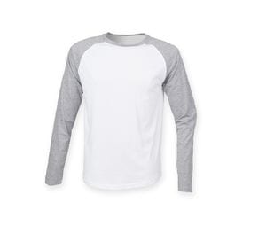 SF Men SF271 - Tee-shirt baseball manches longues White / Heather Grey