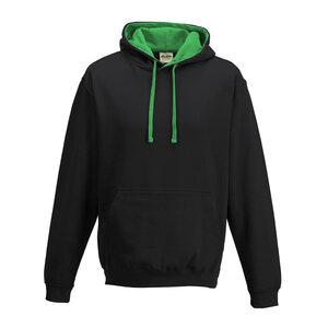 AWDIS JH003 - Contrast Hoodie Jet Black/ Kelly Green