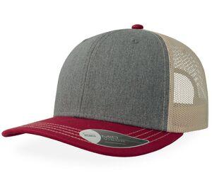 Atlantis AT212 - Trucker cap Grey Melange / Cardinal / Beige