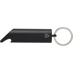 PF Concept 104574 - Flare RCS recycled aluminium IPX LED light and bottle opener with keychain Solid Black