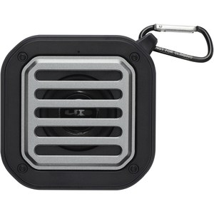 PF Concept 124347 - Solo 3W IPX5 RCS recycled plastic solar Bluetooth® speaker with carabiner 